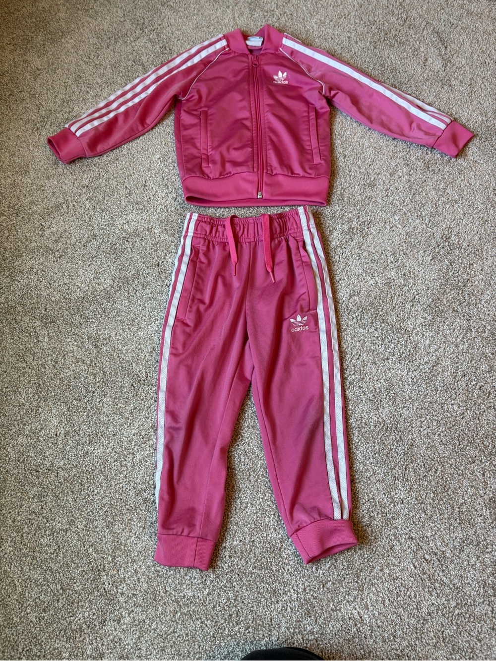 Adidas Pink Two-Piece Track Jacket and Joggers